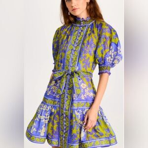 Zimmermann Vibrant Blue and Green Mini Dress